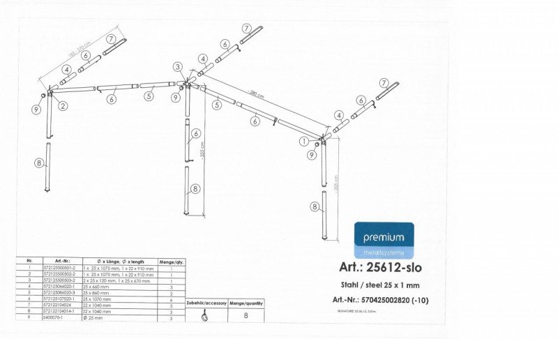 Ogrodje za podaljšek baldahina